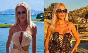 Aneta Glam w letnich stylizacjach, zjawiskowa w każdym wieku, na tle błękitnego morza i greckich krajobrazów.