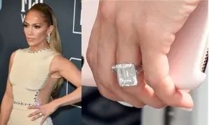 Jennifer Lopez prezentuje pierścionek zaręczynowy, który mógłby znaleźć się w rankingu najdroższych pierścionków zaręczynowych w polskim show-biznesie.