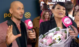 Kto zdradził tajemnicę produkcji największego show tanecznego w Polsce? Dziennikarz z mikrofonem pyta o to gwiazdę.