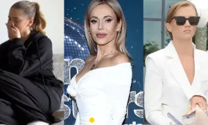 Czy poradnik o związkach napisany przez celebrytkę po rozwodzie jest wiarygodny? Trzy kobiety w różnych stylizacjach, jedna płacze, druga pozuje, trzecia w okularach.