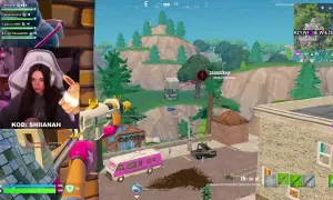 Graczka Shianah gra w Fortnite. Czy Yoshi ma dziewczynę? Na ekranie widać jej postać i innych graczy.