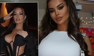Justyna Gradek kiedys. Dwie odsłony influencerki: w czarnym, odważnym gorsecie i białej, dopasowanej bluzce.