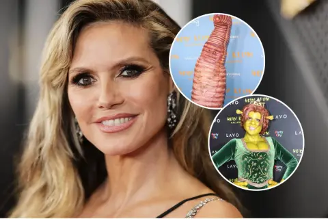 Heidi Klum w stroju Shreka i fragment jej kostiumu z Halloween. Królowa Halloween znów zaskakuje!