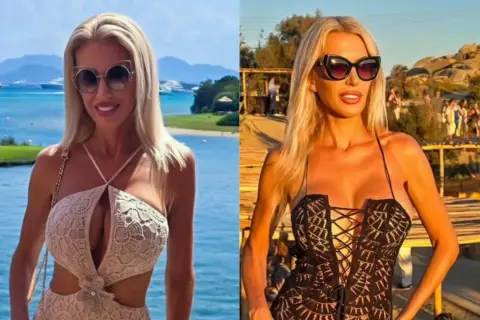 Aneta Glam w letnich stylizacjach, zjawiskowa w każdym wieku, na tle błękitnego morza i greckich krajobrazów.