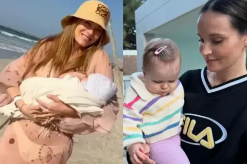 Dwie polskie celebrytki z dziećmi. Jedna na plaży z niemowlęciem, druga z córką. Ciekawe, jakie najdziwniejsze imiona dzieci polskich celebrytów i ich znaczenie odkryjemy.