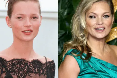 Kate Moss w dwóch odsłonach: młoda modelka i dojrzała ikona stylu. Prawdziwy wiek modelek, których nie znajdziesz w oficjalnych bio.