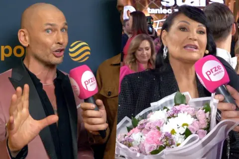 Kto zdradził tajemnicę produkcji największego show tanecznego w Polsce? Dziennikarz z mikrofonem pyta o to gwiazdę.