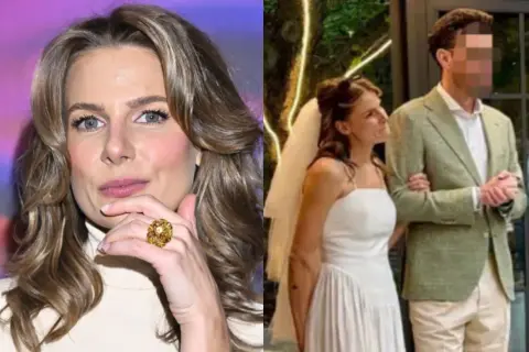 Marta Wierzbicka w białej sukni ślubnej i z narzeczonym. Uśmiechnięta Marta Wierzbicka na innej sesji z okazałym pierścionkiem.