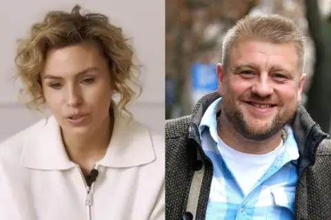 Kobieta z kręconymi włosami i mężczyzna z brodą, być może w kontekście rozstania Tomasza Jakubiak.