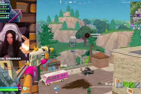 Graczka Shianah gra w Fortnite. Czy Yoshi ma dziewczynę? Na ekranie widać jej postać i innych graczy.
