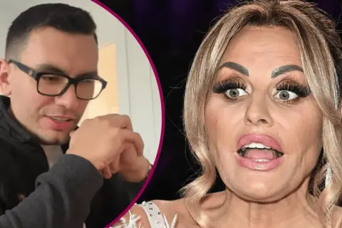 Młody mężczyzna w okularach i kobieta z mocnym makijażem. Czy to on wyjaśnia, dlaczego syn popularnej pary z reality show nie chce występować przed kamerą?