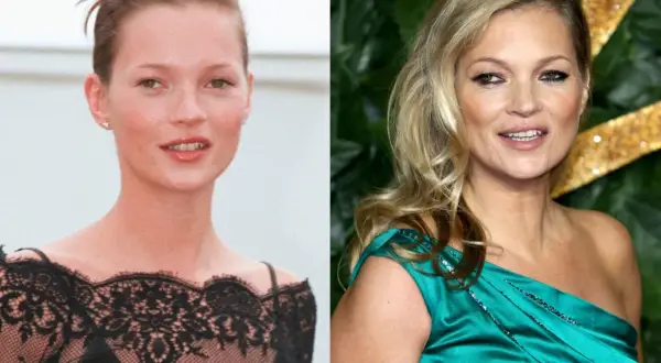 Kate Moss w dwóch odsłonach: młoda modelka i dojrzała ikona stylu. Prawdziwy wiek modelek, których nie znajdziesz w oficjalnych bio.