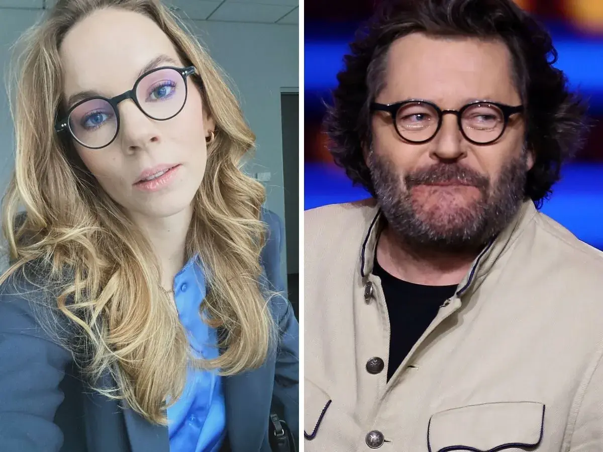 Hanna Turnau i jej mąż, Tomasz Kammel, w okularach. Ona w niebieskiej koszuli, on w beżowej kurtce.