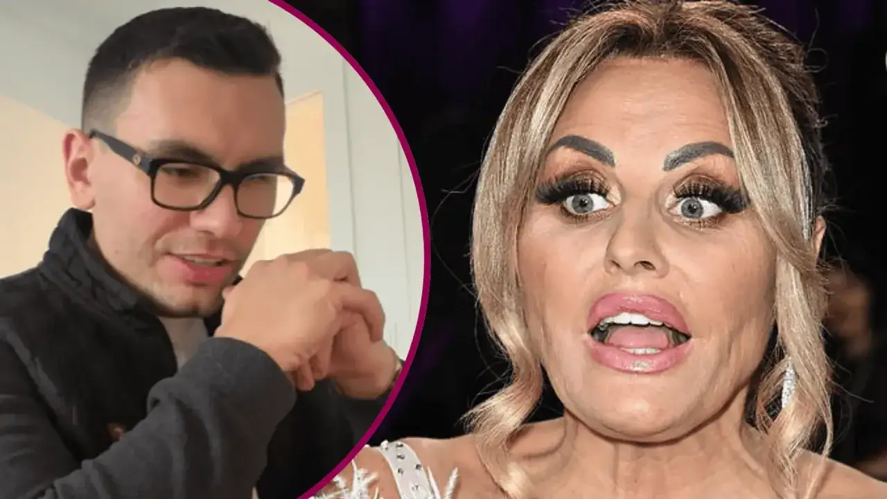 Młody mężczyzna w okularach i kobieta z mocnym makijażem. Czy to on wyjaśnia, dlaczego syn popularnej pary z reality show nie chce występować przed kamerą?